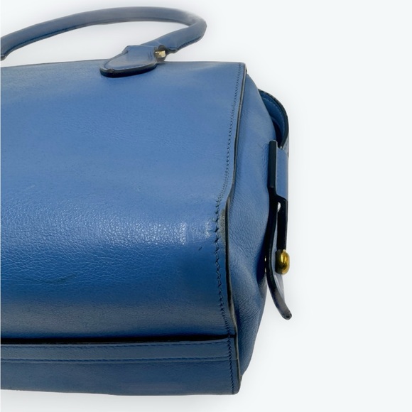 Auth Prada Small Blue Vitello Daino Convertible 2way Satchel Preloved Purse Ex+ - Picture 12 of 16